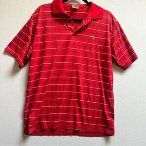 Vintage Lacoste stripe red polo golf short sleeve shirt Sz XXL